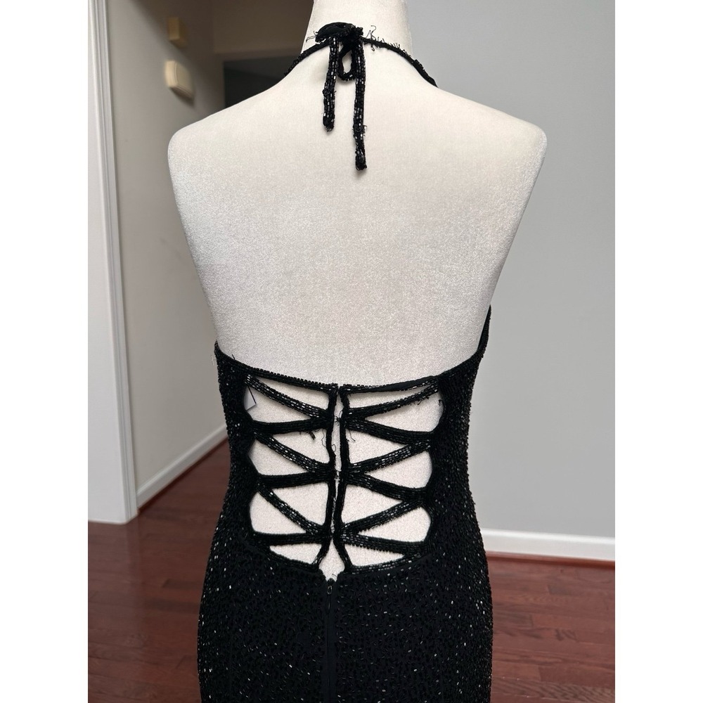 Vintage Cache Embellished Fully Beaded‎ Silk Gown Dress Sexy Feminine - Picture 4 of 12